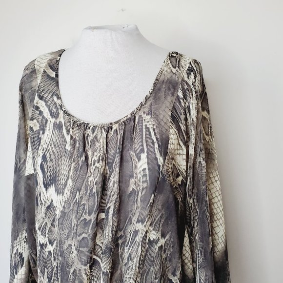 BCBG Snake Print Flowy Tie Blouse - Picture 3 of 9